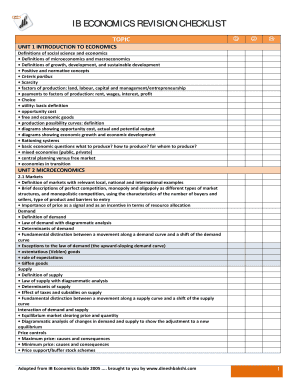 Revision Checklist  Form