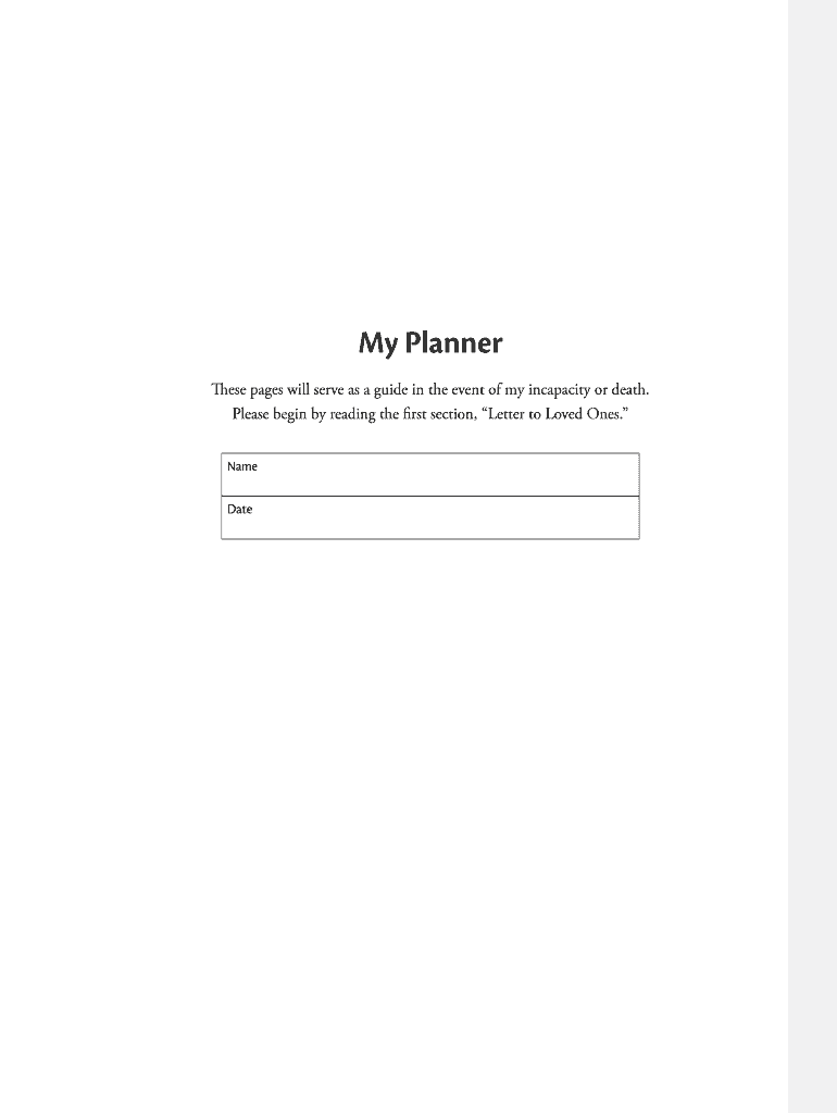 My Planner  Form