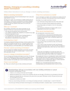 AustralianSuper Binding Death Benefit Nomination Form