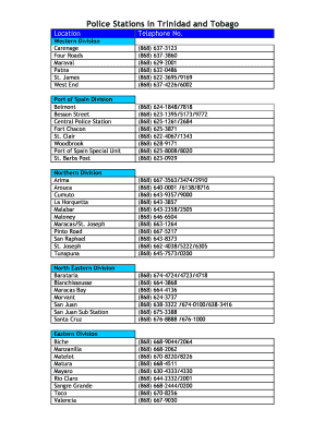 List of Police Stations in Trinidad and Tobago  Form