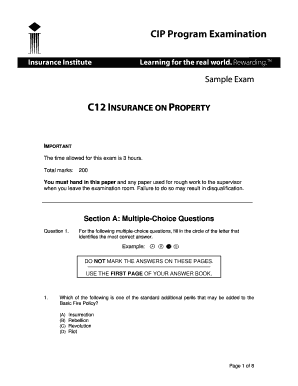 C12 Sample Exam Answers  Form