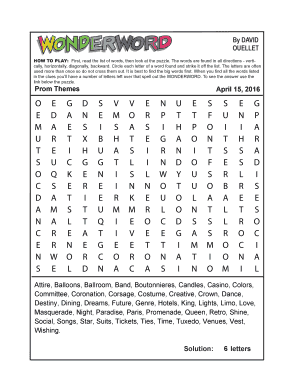 HOW to PLAY First, Read the List of Words, Then Look at the Puzzle  Form