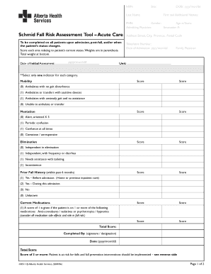 Schmid Fall Risk Assessment  Form