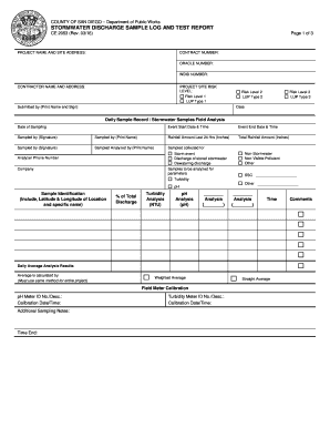 STORMWATER DISCHARGE SAMPLE LOG and TEST REPORT  Form
