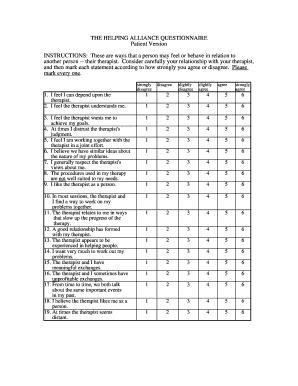 Helping Alliance Questionnaire  Form