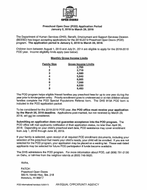  Hawaii Open Doors Application 2018-2024