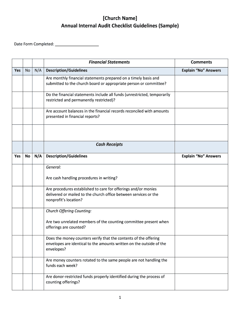 Internal Audit Checklist  Form