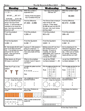 Weekly Math Review Q2 5  Form