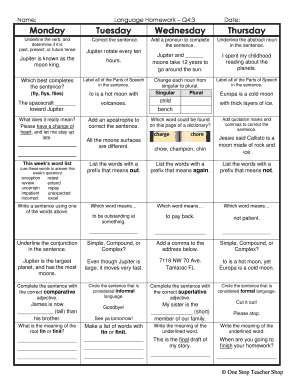 Weekly Language Review Answer Key  Form