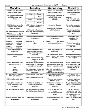 My Language Homework Answer Key  Form