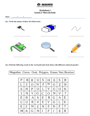 Ms Paint Worksheets for Grade 3 PDF  Form