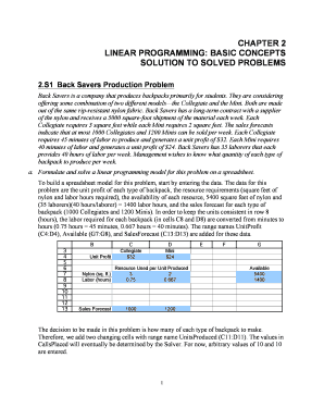 Back Savers Production Problem  Form