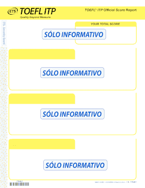 TOEFL ITP Official Score Report  Form