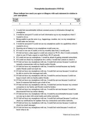 Nomophobia Questionnaire  Form