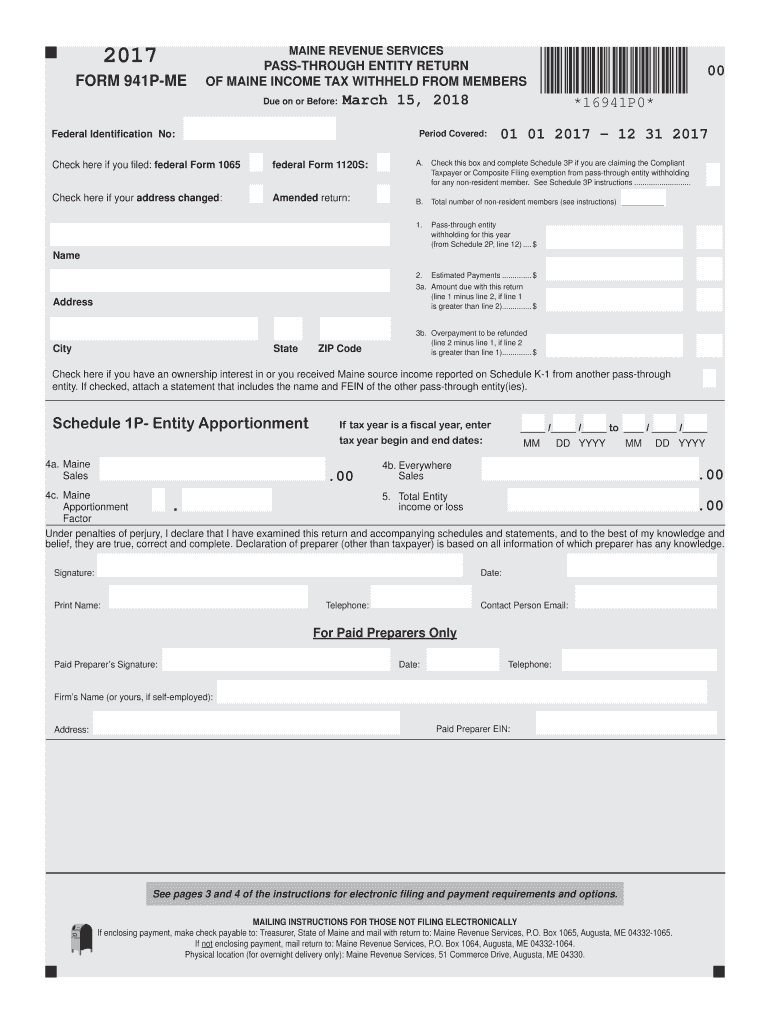  Form 941p Me 2017