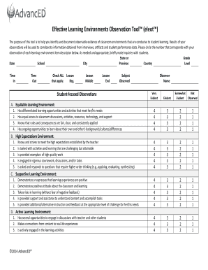 Eleot Observation Tool PDF  Form