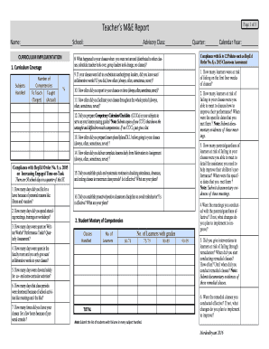 Deped M E Report Template  Form