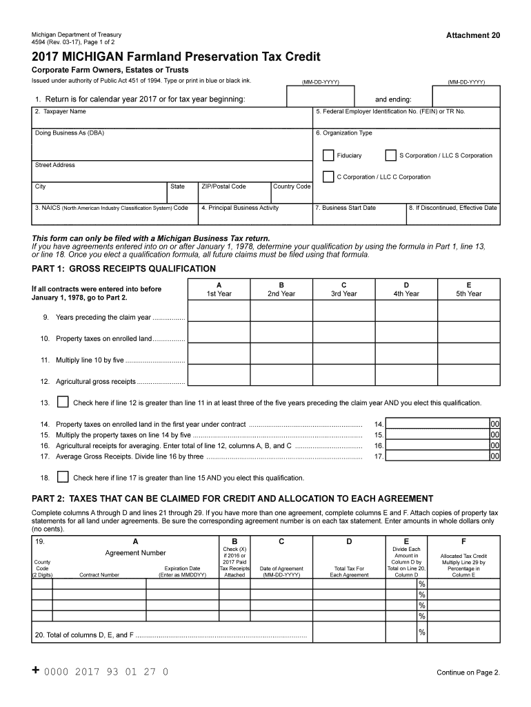  4594, Michigan Farmland Preservation Tax    State of 2017