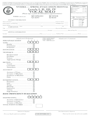 Nyssma Score Sheet  Form