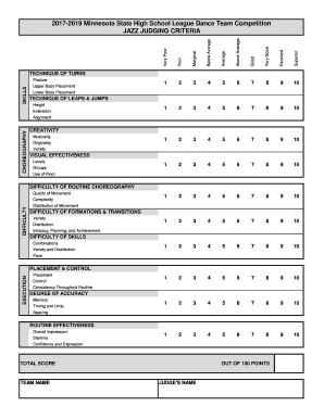 Minnesota State High School League Dance Team Competition  Form