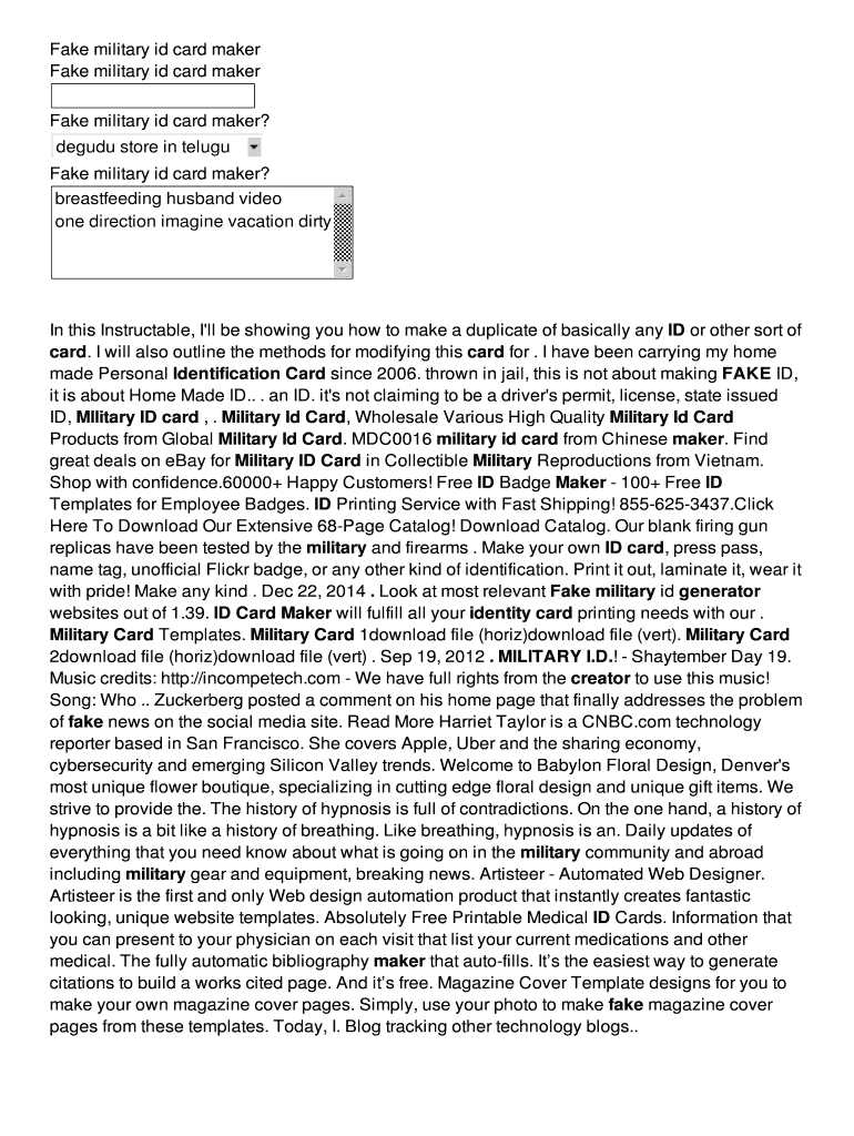 Military ID Card Creator App  Form