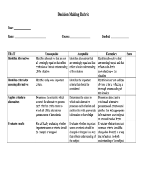 Decision Making Rubric  Form