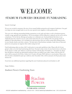 STADIUM FLOWERS HOLIDAY FUNDRAISING  Form