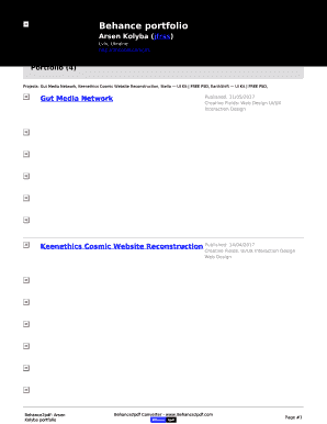 Export Behance Portfolio to PDF  Form