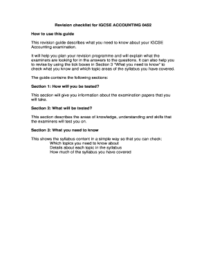 Igcse Accounting Revision Guide PDF  Form