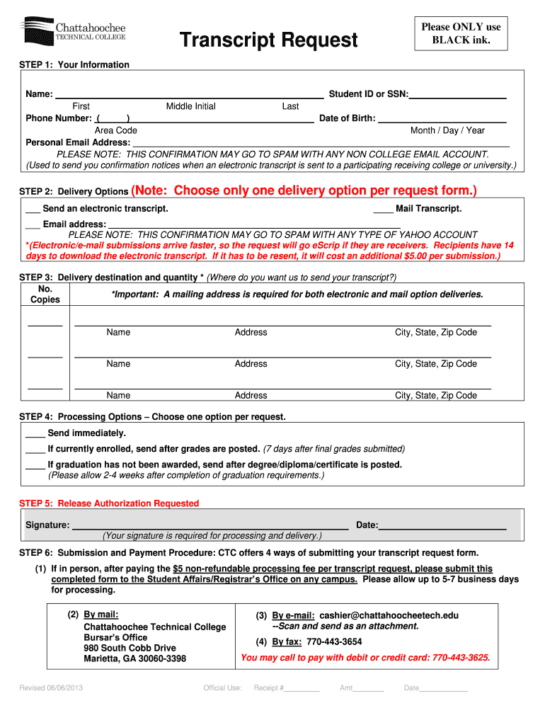  Chattahoochee Technical Transcript 2013-2024