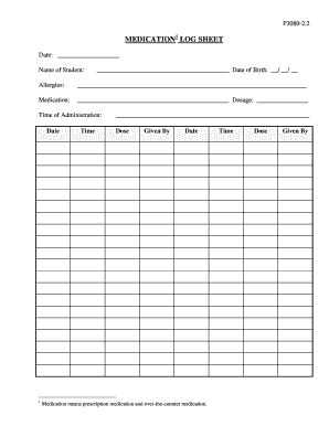 MEDICATION1 LOG SHEET  Form