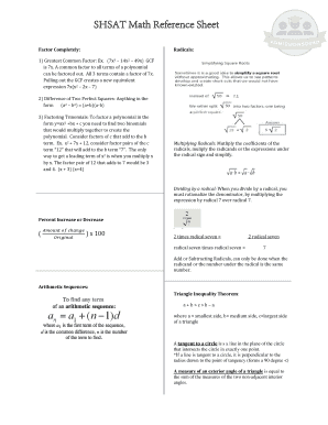 Shsat Formula Sheet