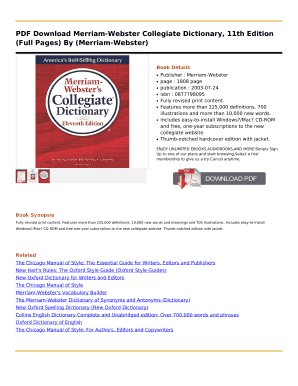 Merriam Webster Collegiate Dictionary 11th Edition PDF  Form