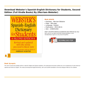 Webster&#039;s Spanish English Dictionary for Students PDF  Form