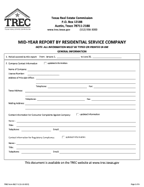 RSC 7 5, Mid Year Report by Residential TREC Texas Gov  Form