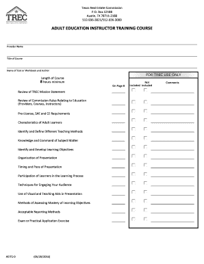 Real Estate Finance TREC  Form