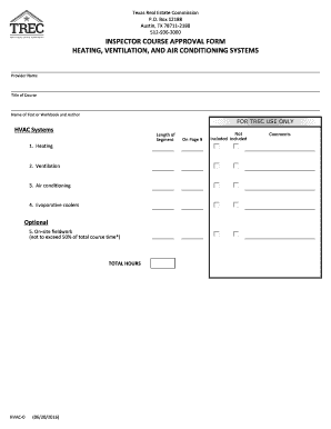 Trec Air Conditioning  Form