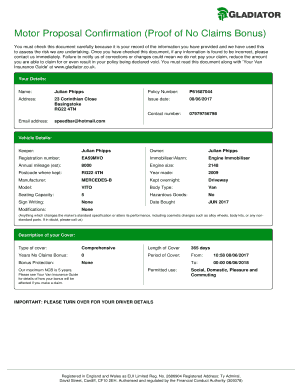 Motor Proposal Confirmation  Form