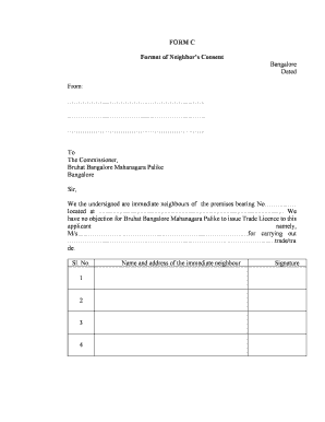 Neighbor Consent Letter Sample  Form