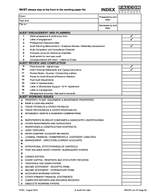 MUST Always Stay at the Front in the Working Paper File  Form