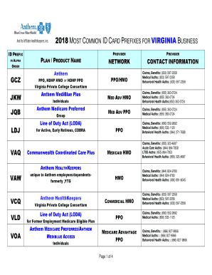 Most Common ID Card Prefixes for Virginia Business  Form