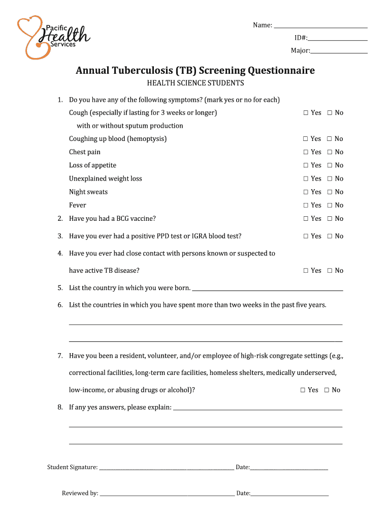 Annual Tuberculosis Questionnaire  Form