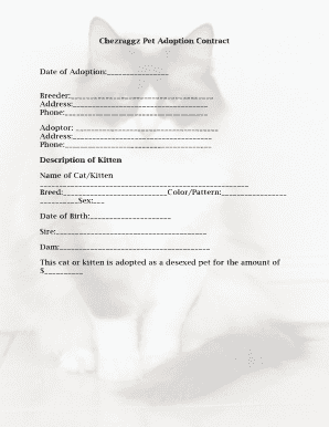 Chezraggz Pet Adoption Contract  Form