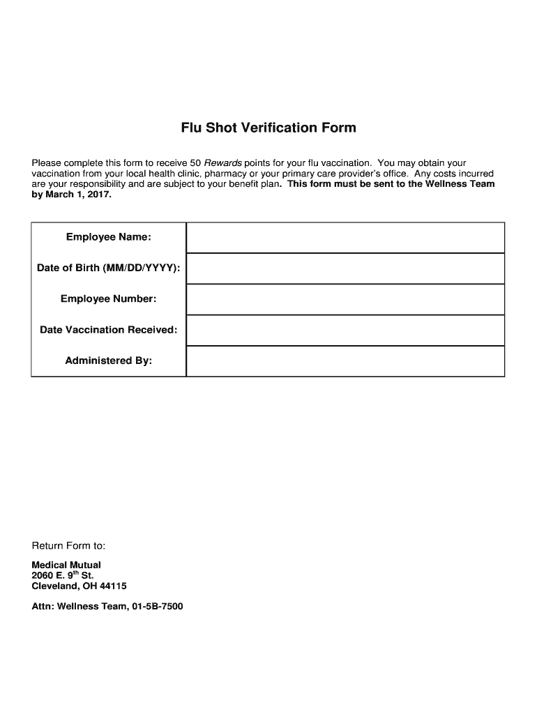 Flu Shot Verification Form