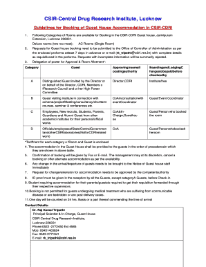 Cdri Guest House  Form