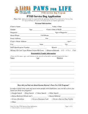 Service Dog Application  Form