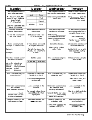 Weekly Language Review Q1 2 Answers  Form