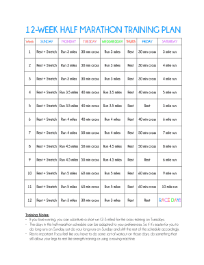 Half Marathon Training Plan PDF  Form