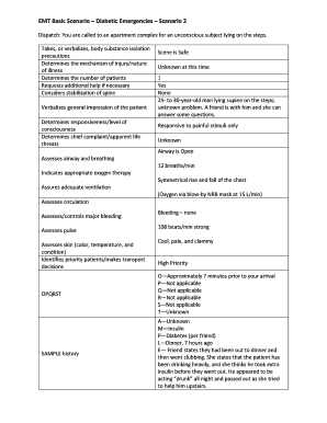 Emt Medical Scenarios  Form