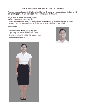 Qatar Airways Cabin Crew Photo Requirements  Form